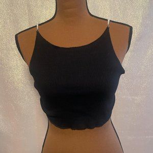 Black and Pearl Strap Cropped Tank NWOT